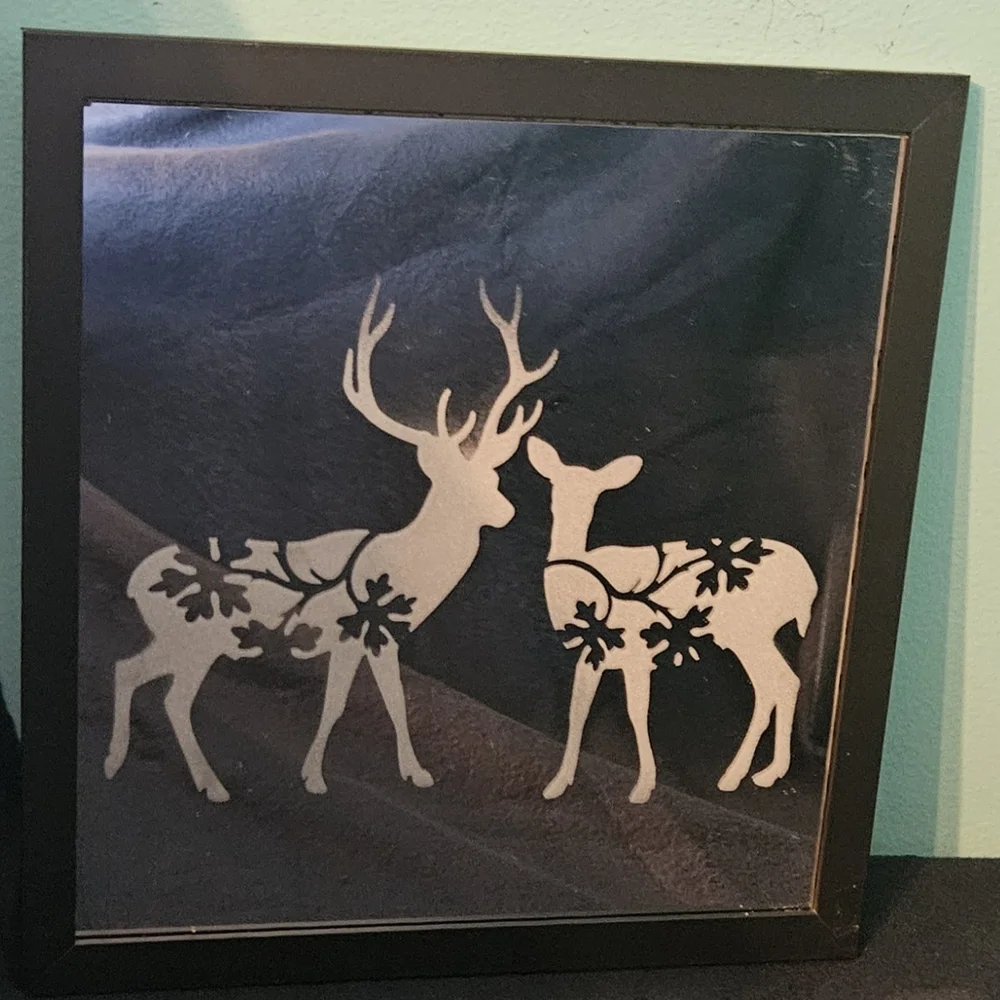 Framed Deer Silhouette Mirror